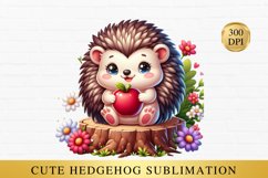 Cute hedgehog clipart, hedgehog sublimation Product Image 1