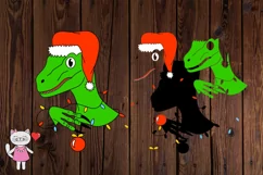 Christmas Dinosaur in Santa Hat with Garland svg, vector Product Image 2