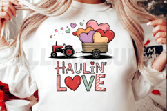 Tractor Hauling Colorful Hearts Trailer Valentines Day Product Image 2