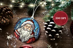 Santa Claus Ornament Design, Stained Glass Santa Product Tag Product Image 2