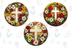 Stained Glass Cross Keychain, Christian Cross Sublimation Product Image 2