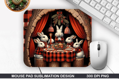 Rabbit Family Mouse Pad Sublimation, Christmas Mouse Pad PNG Product Image 1