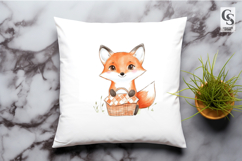 Cute Fox With Basket Clipart Sublimation PNG Product Image 2