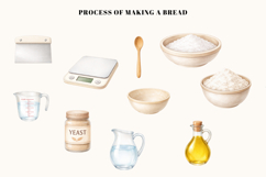 Let’s Make a Bread Watercolor Baking Clipart | Bread Making Product Image 2
