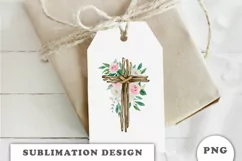 Watercolor Floral cross sublimation Png Product Image 2