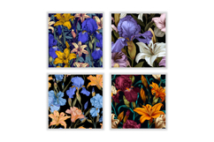 Iris &amp; Lily Flower Digital Paper Product Image 2
