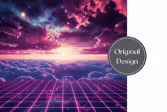 Retro Wave Tumbler Wrap, Neon Pink Tumbler Sublimation Product Image 2