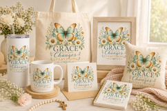 Grace Changes Everything PNG, Christian Butterfly Sublimatio Product Image 2