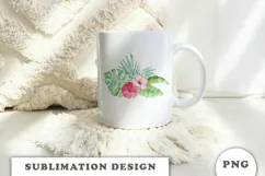 Watercolor Tropical Flowers Bouquet png Product Image 2