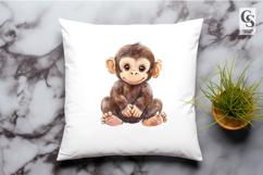 Cute Baby Monkey Watercolor Clipart Sublimation PNG Product Image 2