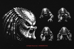 10 Bundle Dark Art Monster Predator Aliens Face Head Scary Product Image 3