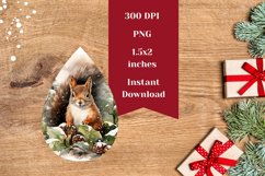Christmas Earrings Sublimation , Winter Squirrel Sublimation Product Image 2