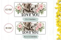 Koala Mug Design, Floral Mug PNG, Flowers Mug Wrap Product Image 2