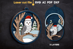 Christmas Ornament Owl SVG laser cut file for Glowforge Product Image 2
