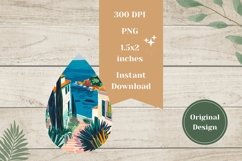 Summer Teardrop Earrings Template, Vacation Sublimation PNG Product Image 2