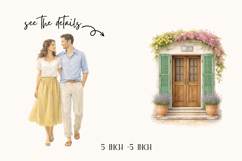 Amalfi Coast Watercolor Clipart, La Dolce Vita, Summer Product Image 2