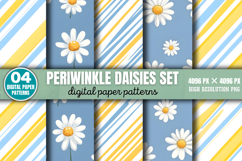 Periwinkle Daisies Set Digital Paper Background Bundle PNG Product Image 3
