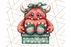 Christmas Monster Clipart, Funny Holiday Creature PNG Art Product Image 2