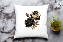 Black Gold Rose Watercolor Clipart Sublimation PNG Product Image 2