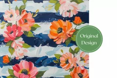 Art Flowers Tumbler Wrap, Watercolor Stripes Tumbler PNG Product Image 2