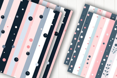 Pink Navy Stripe Digital Paper Product Image 2