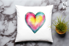 Watercolor Rainbow Heart Clipart Sublimation PNG Product Image 3