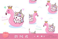 Summer Unicorn seamless pattern digital paper kawaii clipart Product Image 4