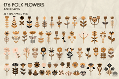 Folk Flowers and Leaves SVG PNG EPS AI Product Image 2