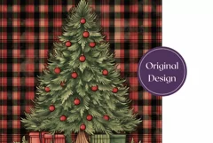 Christmas Tumbler Wrap, Buffalo Plaid Christmas Tree Tumbler Product Image 2