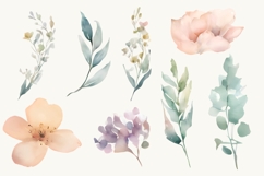 Watercolor Flower Clipart PNG, Decorative Floral Clipart Product Image 2