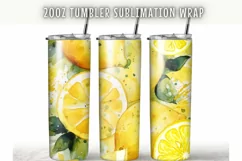 Lemon summer watercolor 20 oz Skinny Tumbler Wrap Product Image 1