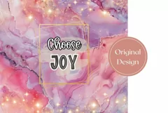 Pink Marble Tumbler Wrap Design, Choose Joy Tumbler Template Product Image 2
