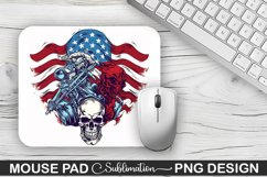 Man Skull Ride an American Flag Sublimation Mouse Pad Design Product Image 1