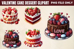 Valentine cake Dessert Clipart Bundle PNG Product Image 2