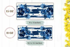 Blue Flowers Mug Wrap Design, Floral Mug PNG, Floral Print Product Image 2
