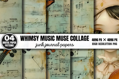 Whimsy Music Muse Collage Journal Patterns PNG Product Image 1