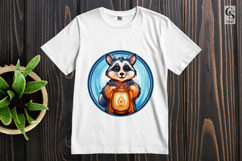 Cute Raccoon Holding Lantern Clipart Sublimation PNG Product Image 2