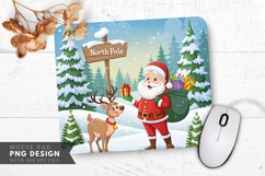 Santa and Reindeer in a Snowy Forest Mouse Pad PNG Product Image 1