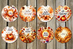 Hello Autumn | 8 Fall Car coaster &amp; key chain designs, PNG Product Image 2
