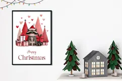 Cartoon Christmas Raccoon Greeting Card Design Product Image 2