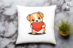 Cute Puppy Holding Heart Clipart Sublimation PNG Product Image 3