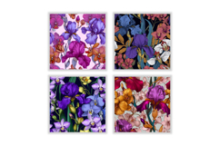Iris &amp; Orchid Flower Digital Paper | Flower Pattern Product Image 2
