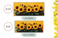 Watercolor Flowers Mug Design, Sunflowers Sublimation Mug Product Image 2