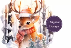 Christmas Tumbler Wrap PNG, Winter Deer Sublimation Tumbler Product Image 2