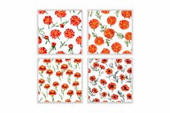 Watercolor Red Marigold Flower Digital Papers Product Image 2