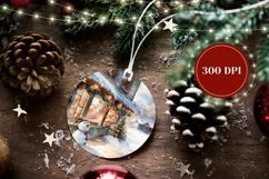 Watercolor Snowman Ornament, Christmas Village Ornament PNG Product Image 2