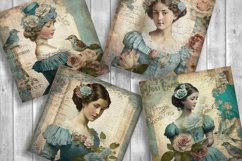 Vintage Girls Blue Scrapbooking Papers | Printable Ephemera Product Image 2