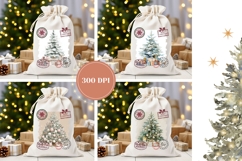 Watercolor Christmas Tree Santa Sack, Winter Sublimation Product Image 2