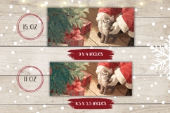 Cartoon Christmas Cat Mug Wrap, Christmas Tree Mug Design Product Image 2