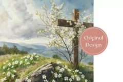 Wooden Cross Tumbler Wrap Design, Religious Sublimation Product Image 2